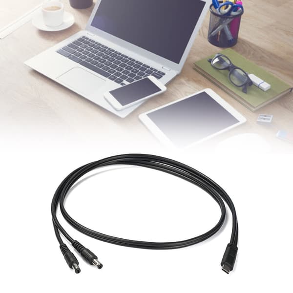 USB C til dobbelt DC5.5x2.5mm strømkabel til 20V gadgets og bærbare computere 65W kapacitet 1 meter