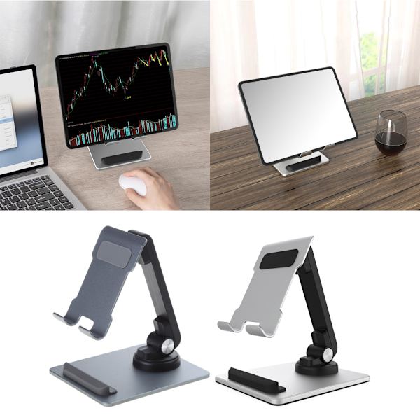 Telefon och surfplatta hållare stativ vinkelhöjd justerbar Lazy Bracket telefonstöd-docka Gray