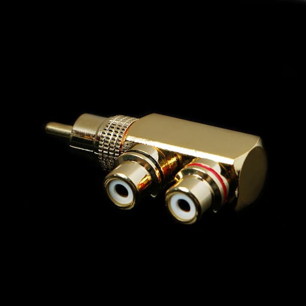 Kobber o Splitter Stik RCA 1 Han til 2 Hun AV Socket Connector Adapter