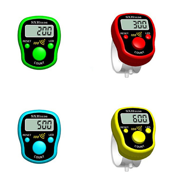 Magisk Stickmarkör Rad Fingerräknare LCD Elektrisk Digital Display med LED-Ljus för Buddha Bön Sy Stickning Väva