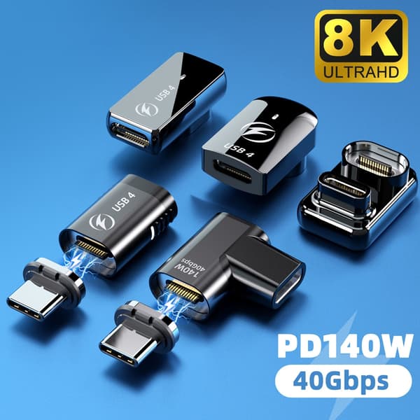 Kraftfuldt USB C-stik med 140W strømforsyning, 8K video support og magnetisk forbindelse Vertical flat