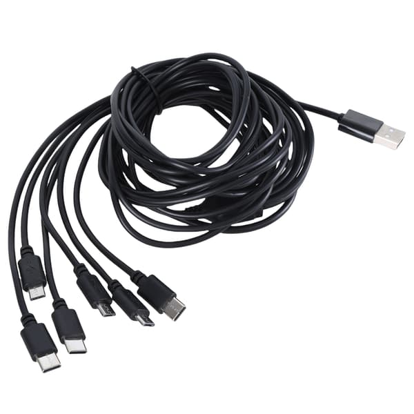 Multi Opladningskabel Strømkabel USB til 3xUSB 5Pin 3xType C til Gadgets 1.5m