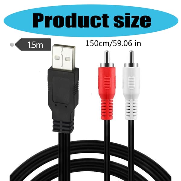 USB Han til 2RCA Video Converter Kabel Adapter Ledning Egnet til TV PC Lydoverførsel