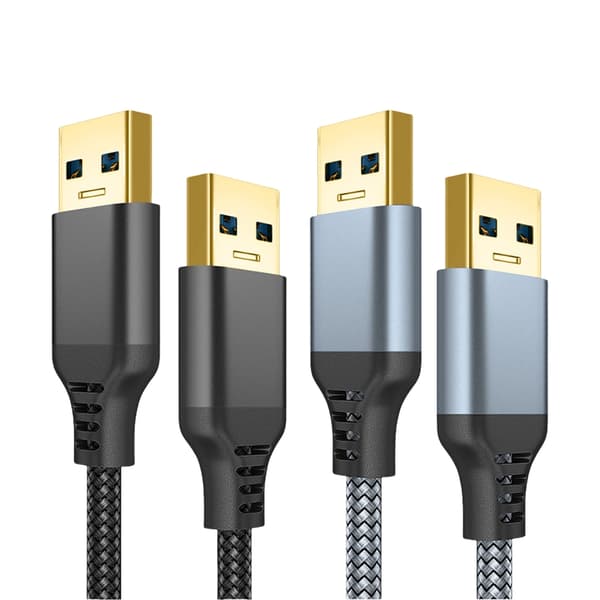 USB 3.0 Han til Han Flettet Datakabel Hurtig Hastighed 5Gbps Transmission til Ventilator Grey 1m