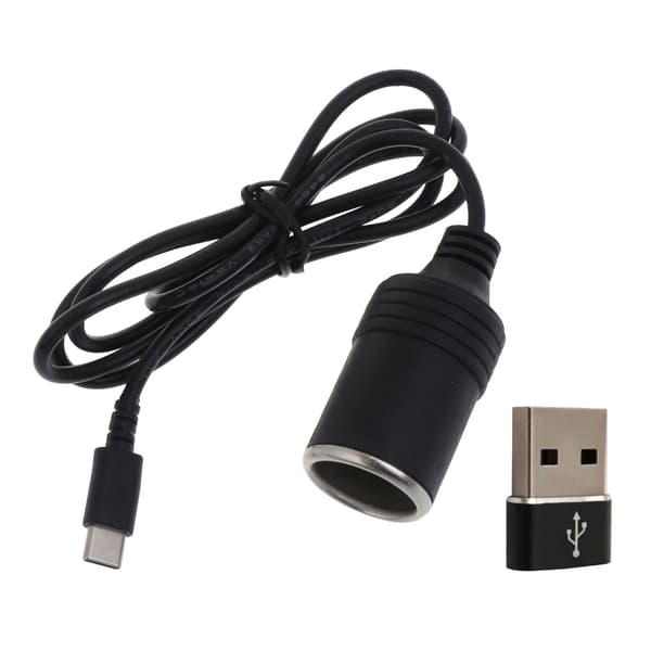 Bil Cigarettænder Stik USB Type C til 12V Step Up Kabel Inverter Konvertere 3m