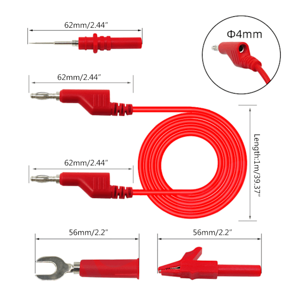 4mm Stapelbara Färgglada Banan till Banan-kontakt Testledningar Sondtråd Kabel