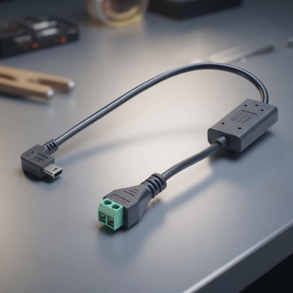 Fleksibel PVC-isolert 2-pinners til Mini 5-pinners ledning DC5V-25V til 5V nedtrappingskabel null - Bend right