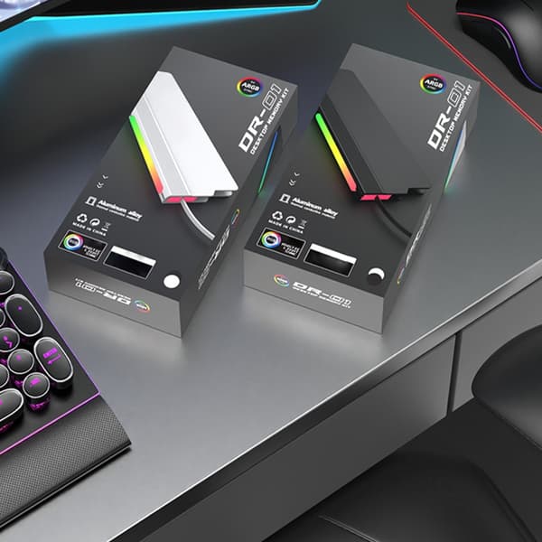 Metalkøleplade til DDR5 RAMs Desktop Hukommelse med ARGB Belysningsfunktion Black