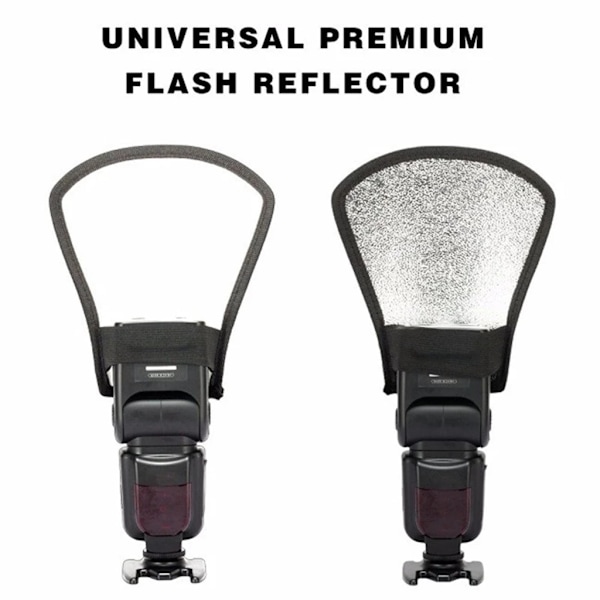 Flash-diffusorreflektor - Dubbelsidig Silver/Vit Flashreflektor Elastisk Remfäste för De Flesta Speed Light-blixtar