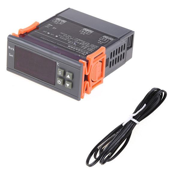 Digital LED Temperaturregulator Uppvärmning Celsius Termostat Reläer LED-utgång med NTC-givare Sonda AC 90-250V