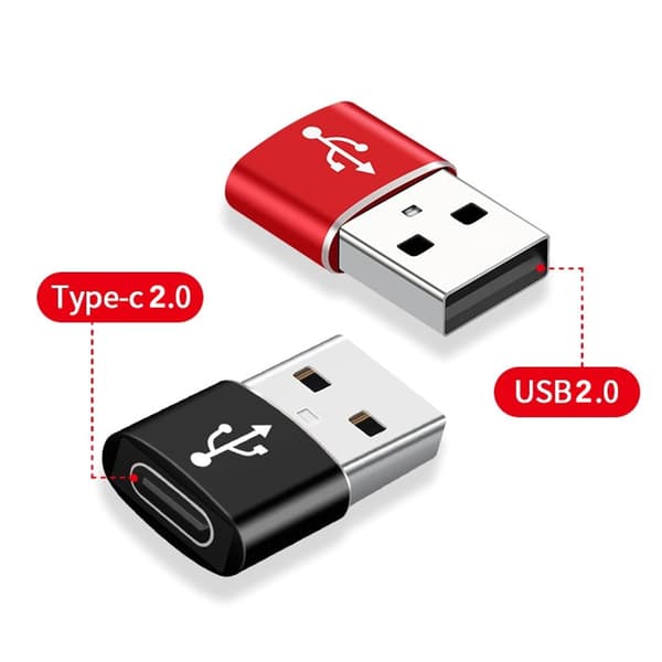 Aluminium TYP C till USB OTG-omvandlare Ström och Data USB till USB C-adapter Red
