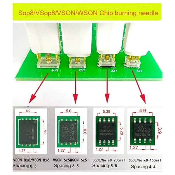 Letanvendelige prober fjeder nålekabel til Sop8 Wson chip programmering null - 5.8 pitch