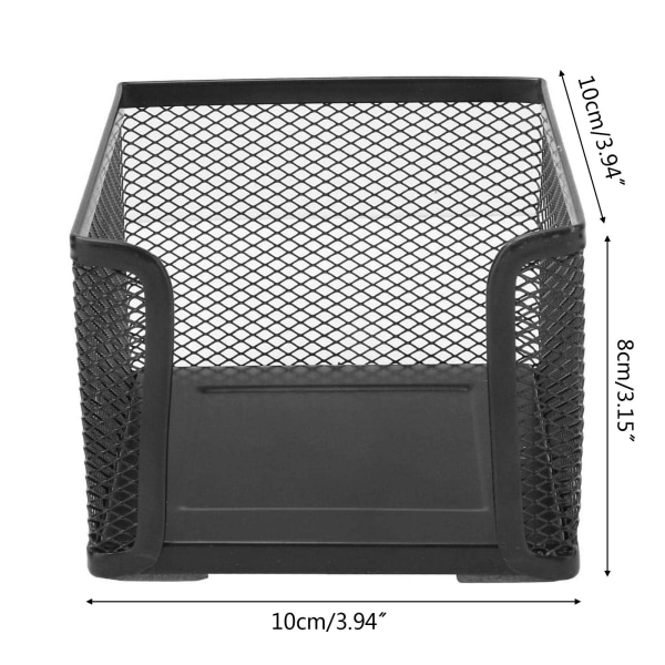 Black Mesh Paper Cube Mini Memo Anteckningsblock Lådhållare Förvaring för case Display Stand Dispenser för hemmakontor Skola Cla