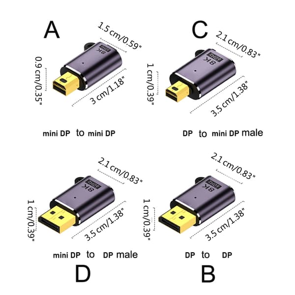 Mini Adapter Han til Hun Konvertere DP1.4 null - Mini DP M to DP F