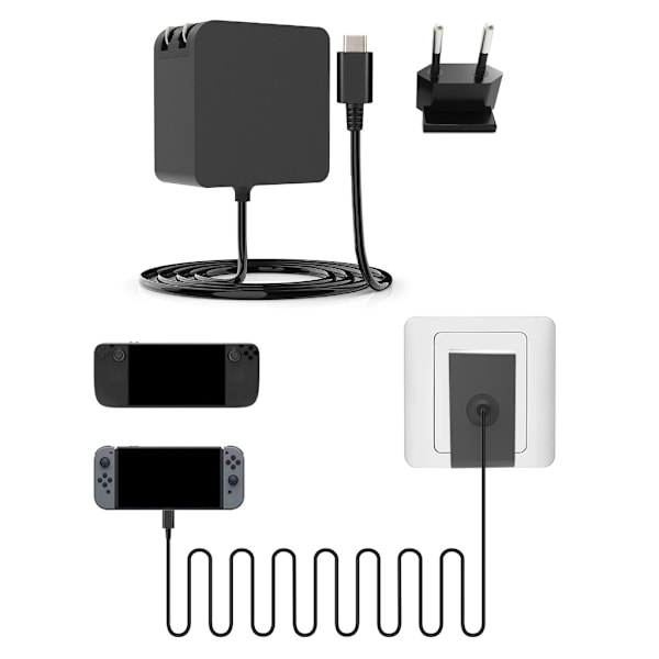 EU-kontakt Snabbladdare för Steamdeck USB-C Typ-C Strömadapter Konsolladdare