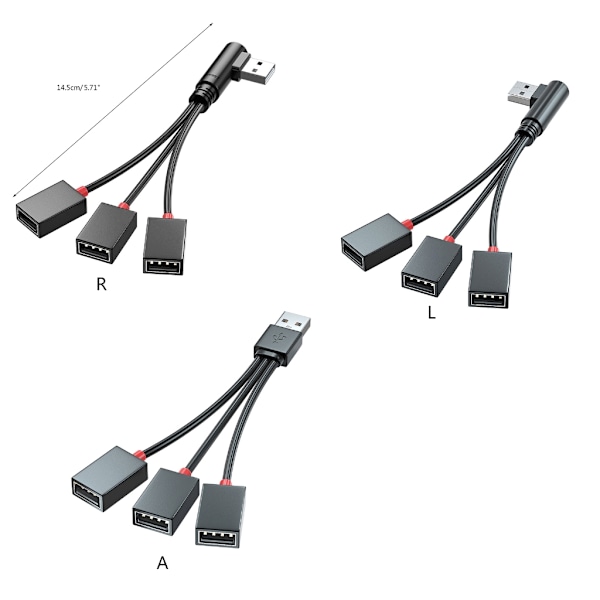 3 i 1 USB Host Strömdelare USB Adapter till USB Hane Hona Kabel null - Right bend