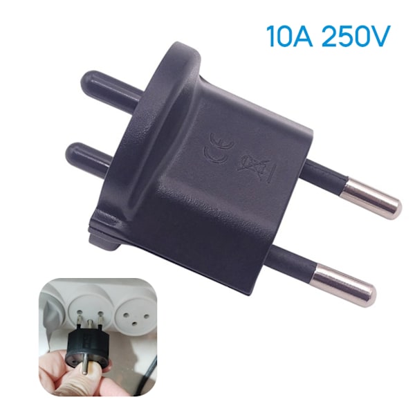 EU-adapter, europeiskt uttag, 3-polig stickpropp, 16A till 10A, 250V, internationell - universell europeisk resekontakt