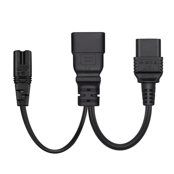 Y-splitter Adapterlinje IEC320 C20 Stik 3-benet Han til C7+C19 Hun Strømkabel