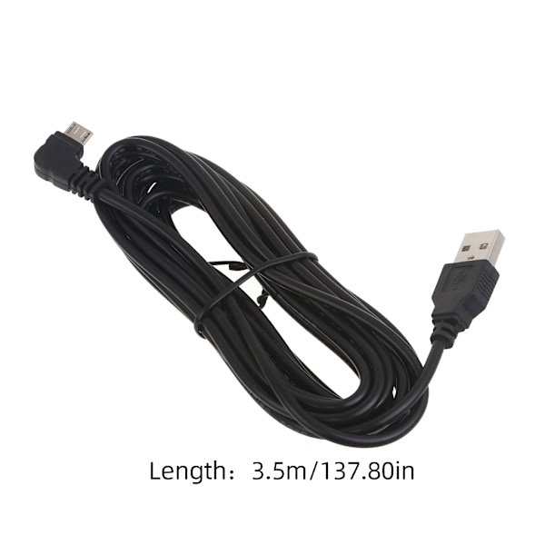 3,5 m sladd USB till rätvinklig Micro USB, 90 graders Micro USB-kabel 3,5 m snabbladdningskabel för telefoner och surfplattor Bend left
