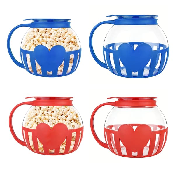 Mikrovågsugn Popcorn Popper med Temperatursäker Glas Diskmaskinssäker Hållbar Blue 3L