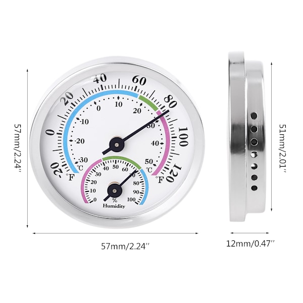 Inomhus- och utomhus-termometer hygrometer 2 i 1 Temperaturfuktighetsmätare Analog hygrometer för inomhuskontor hem rum