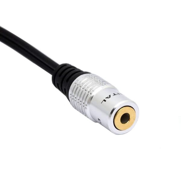 Forgyldt computerkabeladapter 3,5 mm til 2RCA konverterledning hun til han Y splitterledning sort