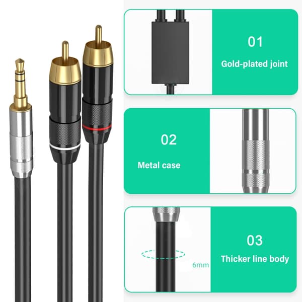 Dobbelt han til 3,5 mm adapterkabel 3,5 mm til han stereo ledning til tilslutning Silver elbow 1m