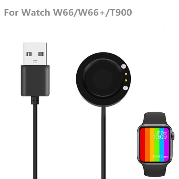 Magnetisk strømadapter Smartwatch opladerkabel oplader ledning dockstation til W66 Black