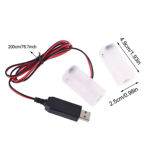 US Plug USB-strømadapter erstatter 1-4 stk 1,5 3 4,5 6V LR14 C-batterier US Plug