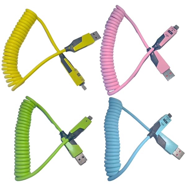 Spiralkabel Strømkabel Support 65W Opladning 480Mbps for Nem Identifikation Blue