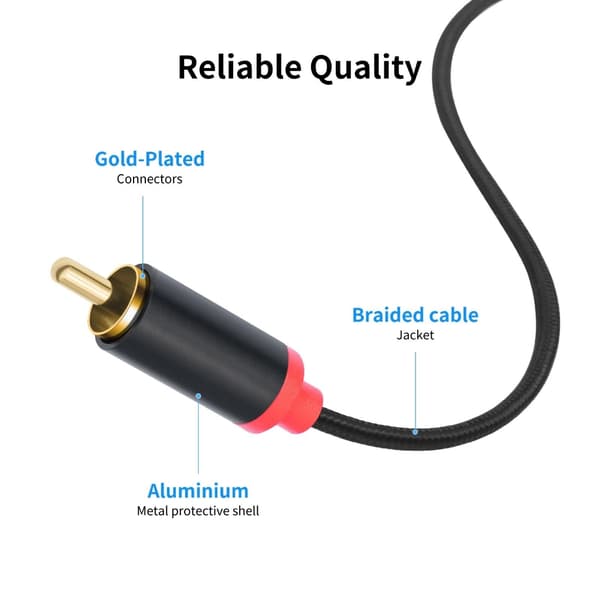 Holdbar USB C til 2RCA Y Splitter Lydkabel til hjemmelyd Bilstereo 3m