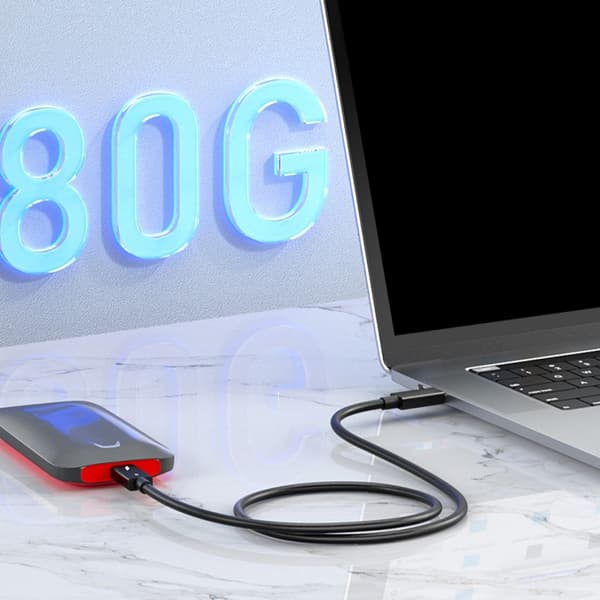 Thunderbolt5 Datakabel 120Gbps Snabb Dataöverföring Stöder 8K 60Hz Dubbelskärm 1m