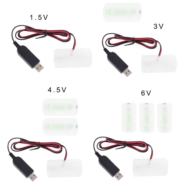 LR20 D Batterieliminator USB-strømforsyning erstatter 1 til 4 stk D-cellebatterier D