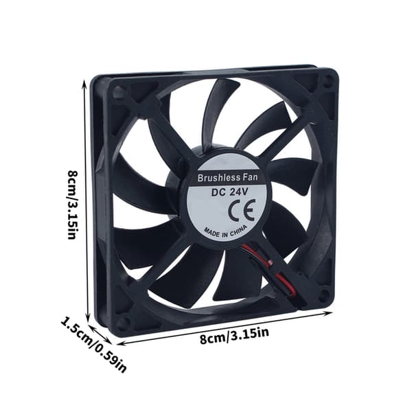 Stille 24V køleventilator til 3D-printere til S1 S1C-modeller Børsteløs køleventilator 80×80×15Mm