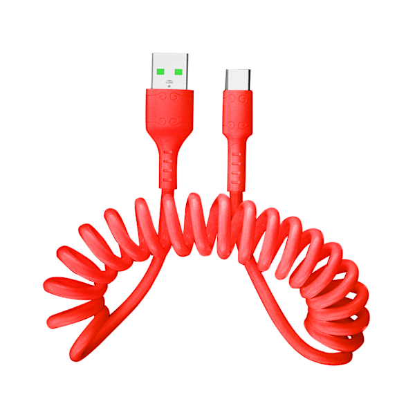 Svart/ Blå/ Grön/ Rosa/ Röd Laddningskabel Data Kabel Fjäder Flexibel TPE-kabel Blue