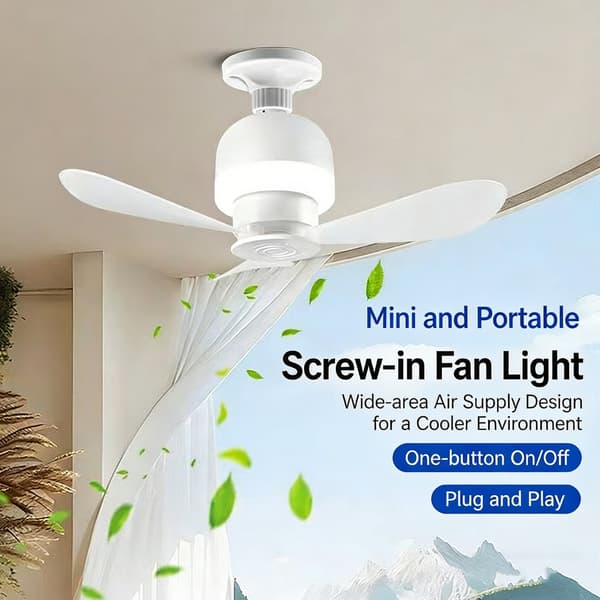 Energibesparende ventilatorlampe til små rum E27 fatning loftventilatorlampe til stuen