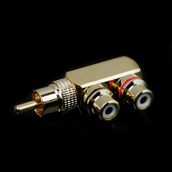 Kobber Lyd Splitter Plugg RCA 1 Hann til 2 Hunn AV Socket Koblingsadapter