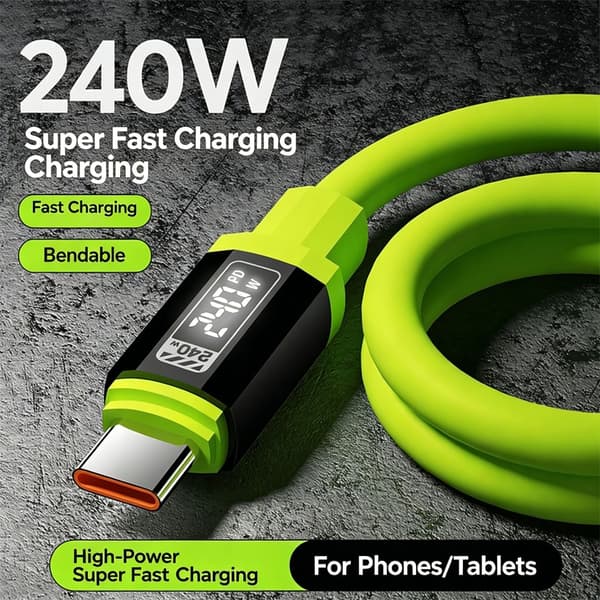 Nopea 240W Type C -kaapeli LED-näytöllä pikalataukseen 2m - USBTypec