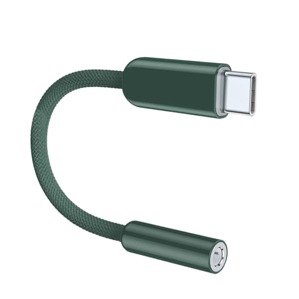 USB C han til 3,5 mm hun stereo adapterkabel til klar lyd 13 cm Dark night green