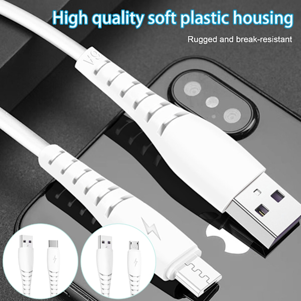 0,9 m/2 m USB 5Pin/USB C Kabel Snabbladdningssladd Datakabel Förlängningssladd Micro USB 1m