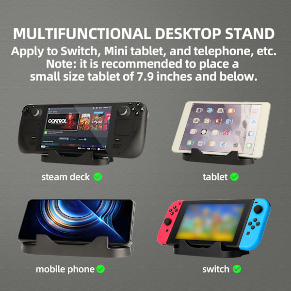 Spelkonsolhållare Dock Hyllor Display för Steam Deck Mobiltelefon Surfplatta