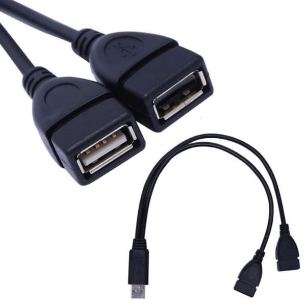 11,8 tommer USB 2.0 A hann til dobbel USB hunn Y-splitterkabel for lading og data