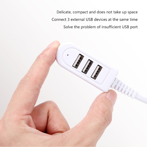3-port USB Hub Splitter Extender USB Adapter Höghastighets Splitter Notebook En-till-Tre Extender Hub för Stationär Dator Laptop 1.2m