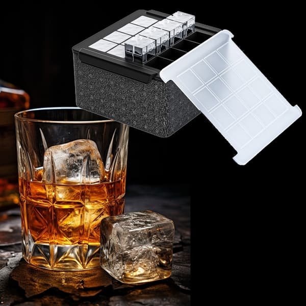 Klar kristallisk isbitsmaskin, 16 stora whiskyisbitsformar, silikonisformar