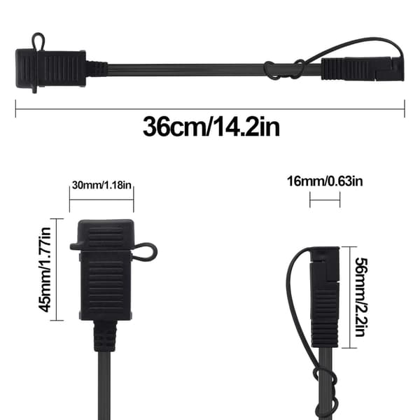 Motorsykkel USB-lader SAE til USB-strømkabel 5V/2A med vanntett deksel