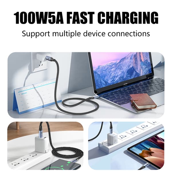 USB C till USB C 3.2 Gen 2 Fullfunktionskabel Snabbladdning Datakabel för telefoner 2m
