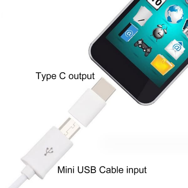 Mini USB til Type-C Konverter Universell Bærbar Hunn til Hann Koblingsadapter