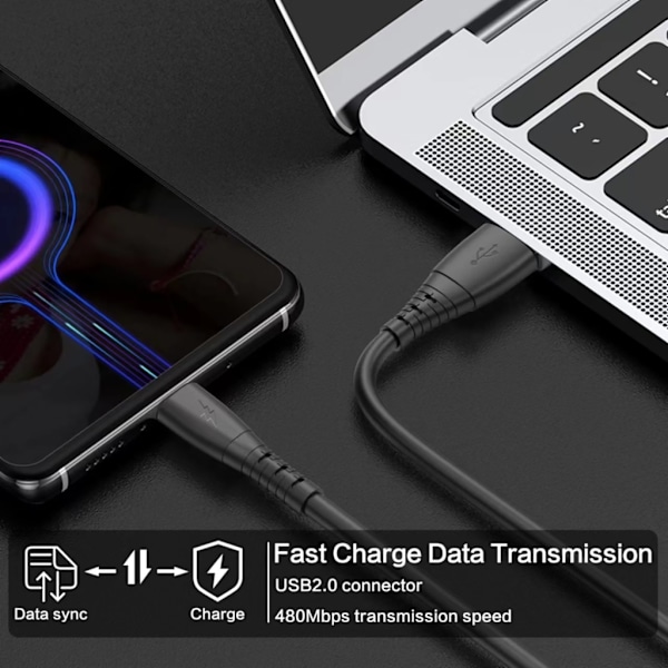 Retraktil USB A till Typ C Laddningskabel 480 Mbps Universal för USB-C Enheter
