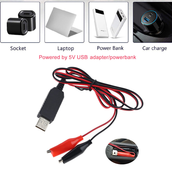 USB-konverterkabel 5V till 4,5V Strömförsörjning C D AA AAA Batterielminator 2m