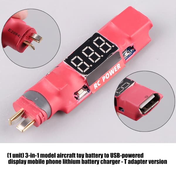 Letvægts ABS Droner Batterioplader USB Afladningsindikator Sikkerhedsbeskyttelse XT60s version